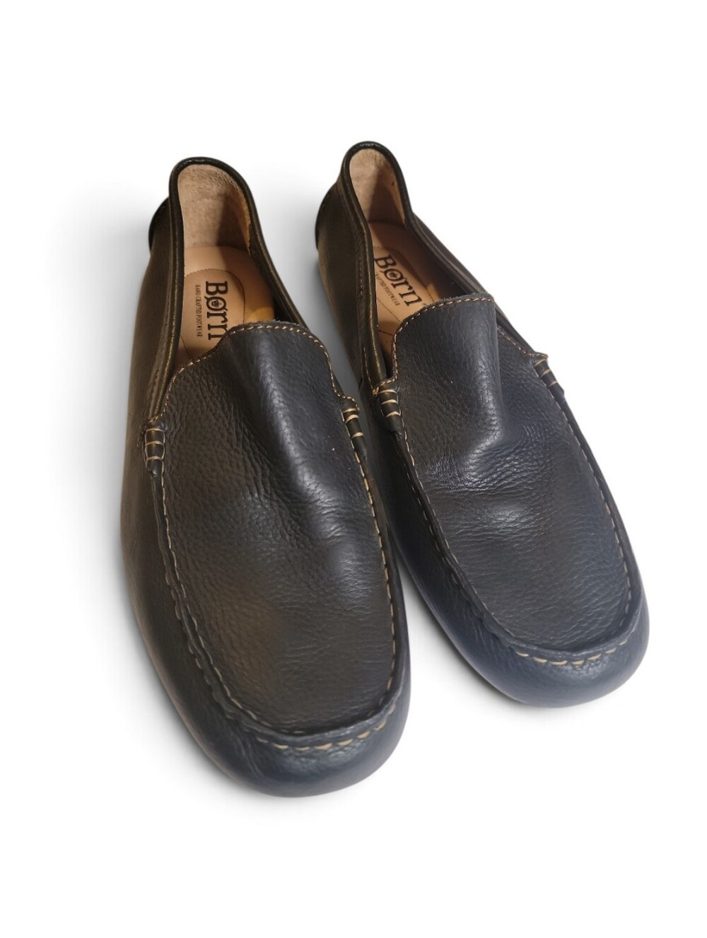 Børn Men’s Black Leather Driving Moccasins Loafers M3641 CKG10